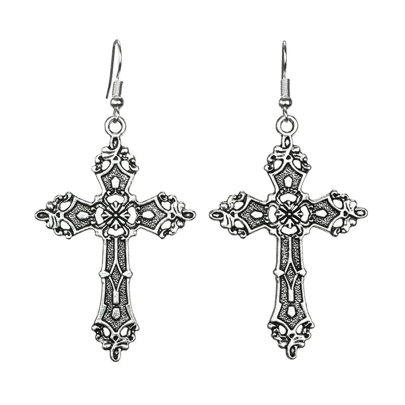 Y2K Crystal Cross Pendant Necklace - Gothic Choker Chain