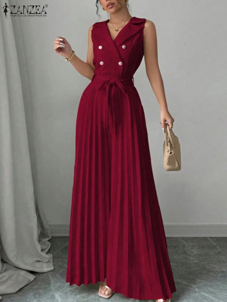 Sleeveless Wide-Leg Jumpsuit - Office & Occasion Wear