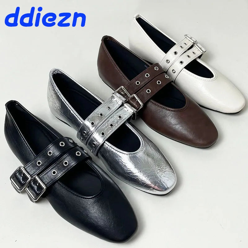 Premium Buckle Strap Ballet Flats - Round Toe Lolita Style