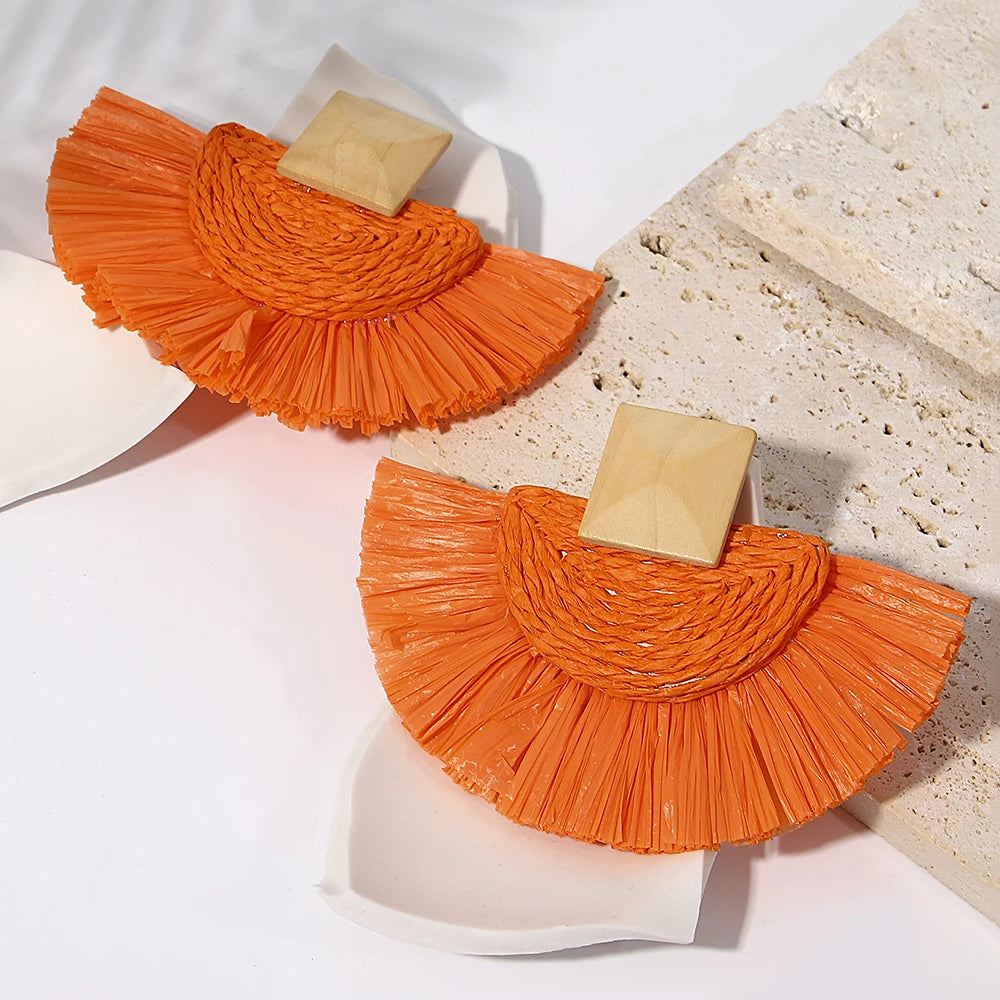 Raffia Drop Earrings - Statement Jewelry