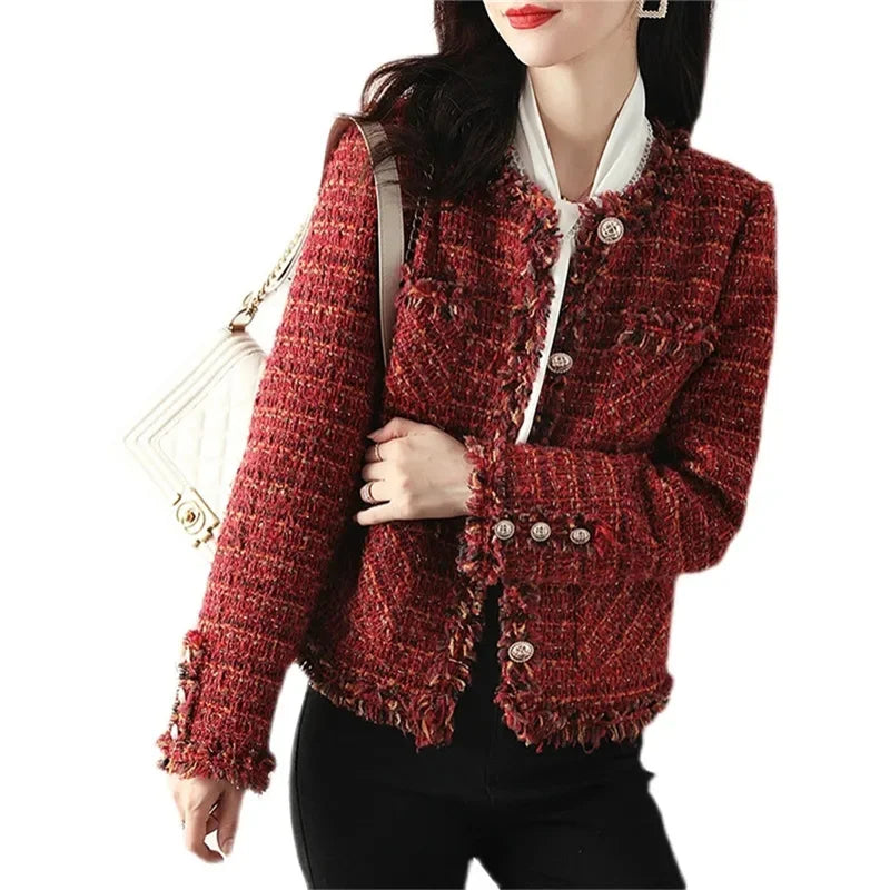 French-Inspired Tweed Jacket - Structured Autumn Coat