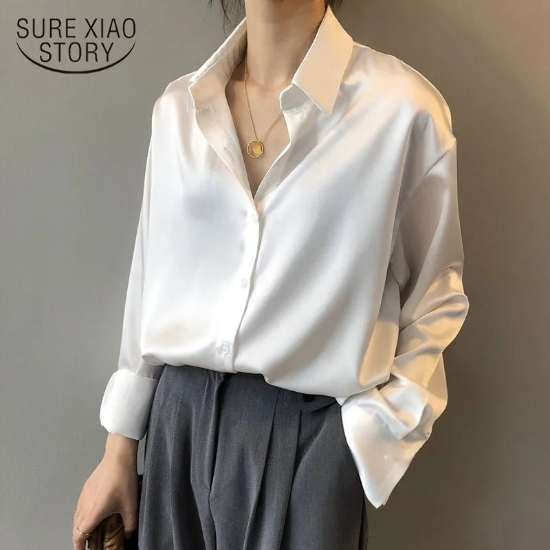 Vintage Button-Up Blouse - Loose Fit Long Sleeve Shirt