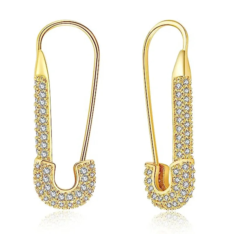 Gold Color Finish Paper Clip Earrings - Elegant Jewelry