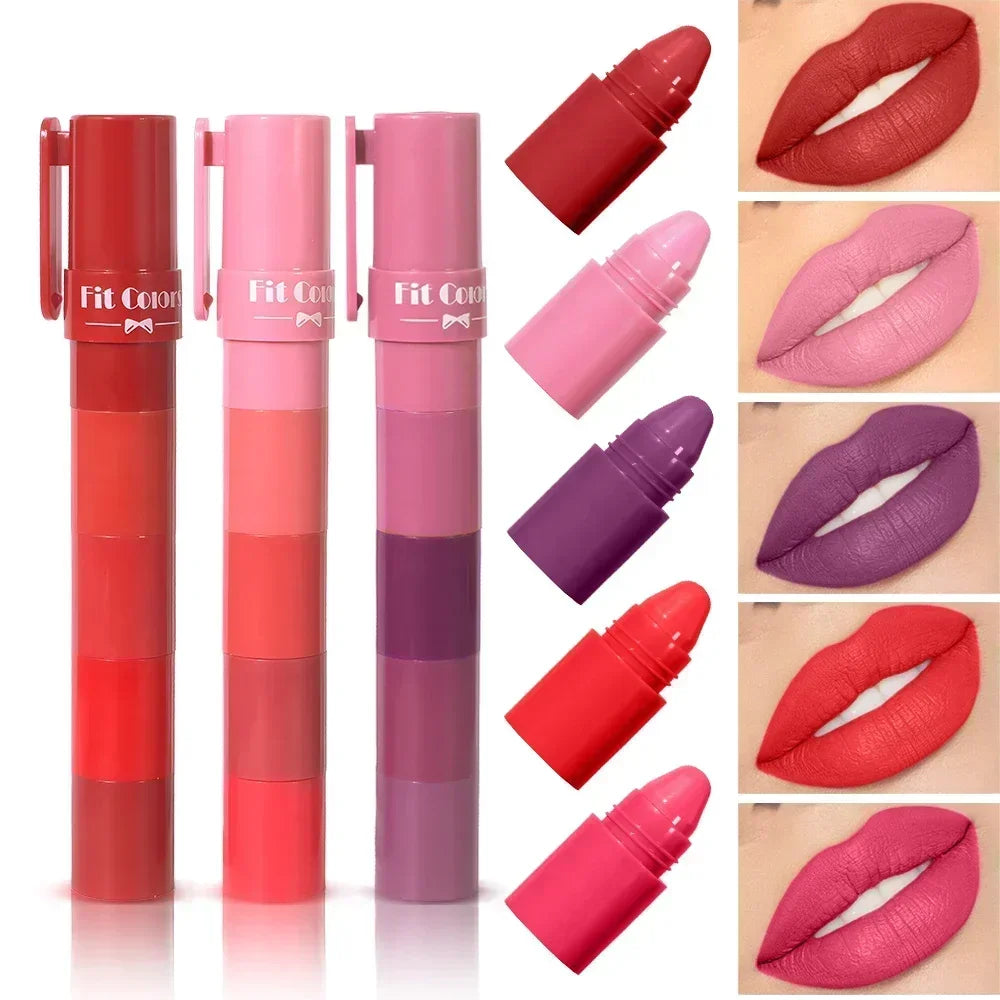 4-in-1 Matte Lipstick Crayon Kit - Waterproof Velvet Color