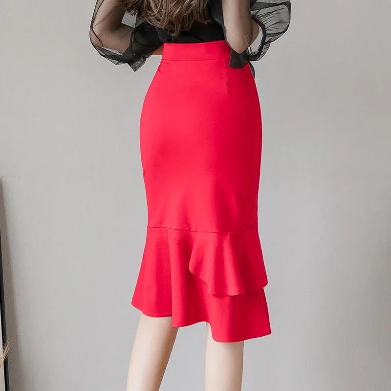 Premium Black Bodycon Long Skirt - High Waist Elegant Style