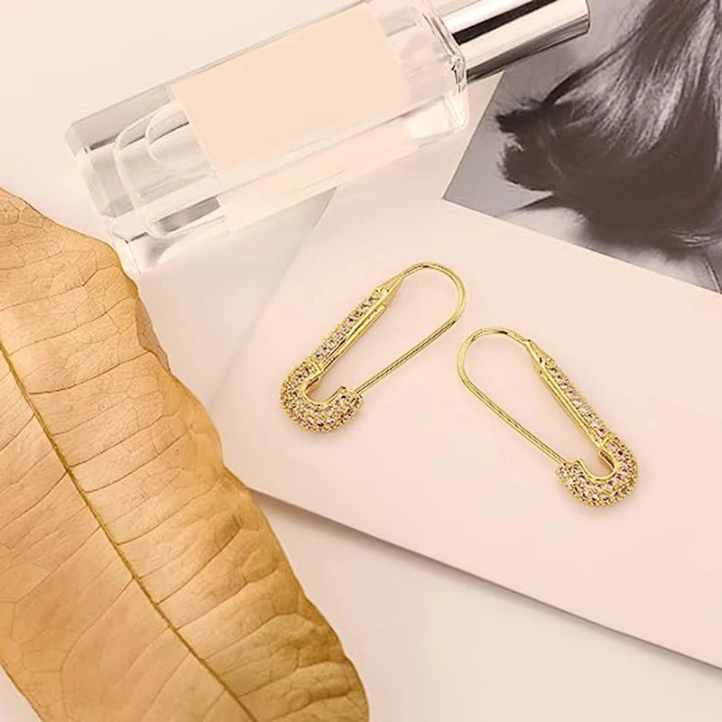 Gold Color Finish Paper Clip Earrings - Elegant Jewelry