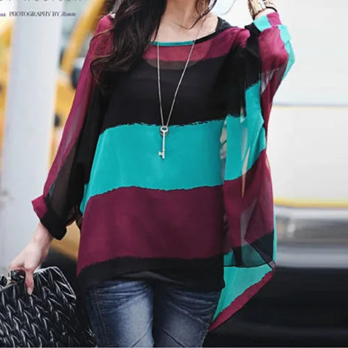 Plus Size Batwing Blouse - Casual Summer Button Shirt