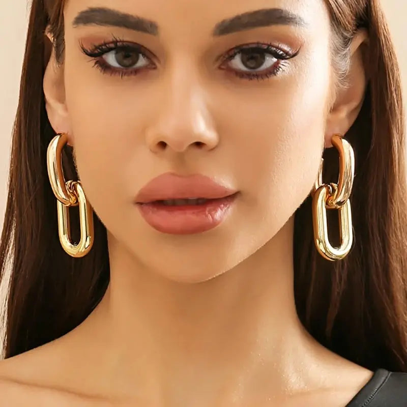 Geometric Hoop Earrings - Statement Jewelry