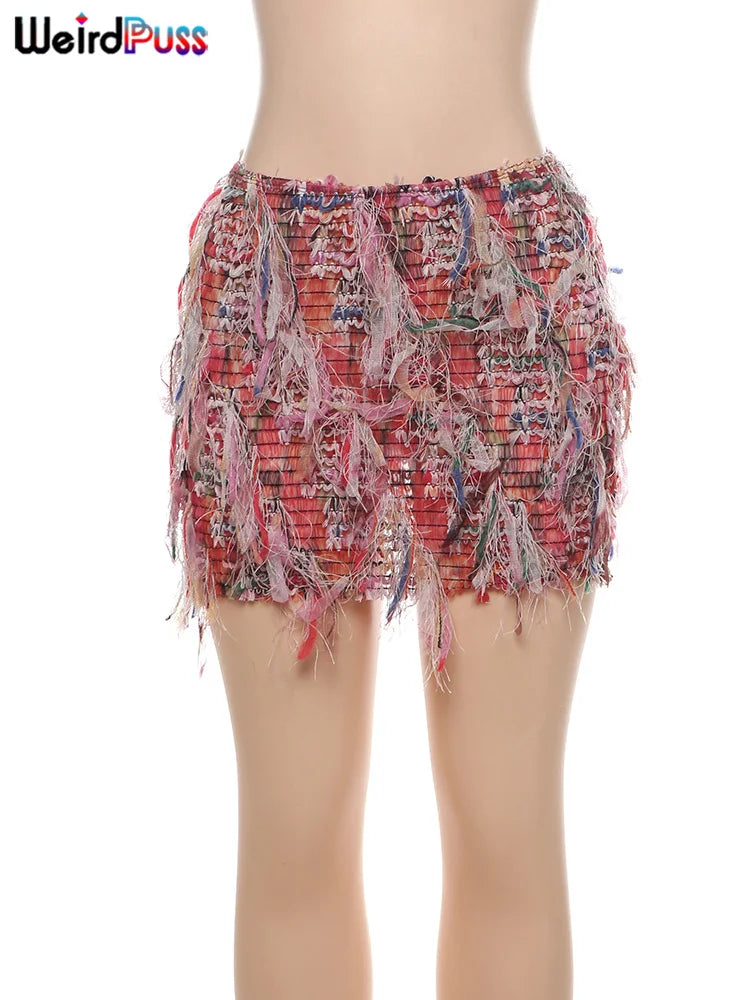 Knit Tassel Midi Skirt - Curve-Flattering Statement Style