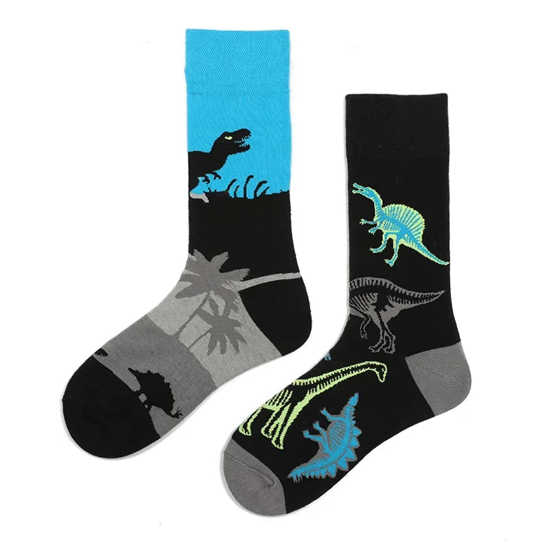 Colorful Print Cotton Socks - Unisex Mid-Tube Casual Pair