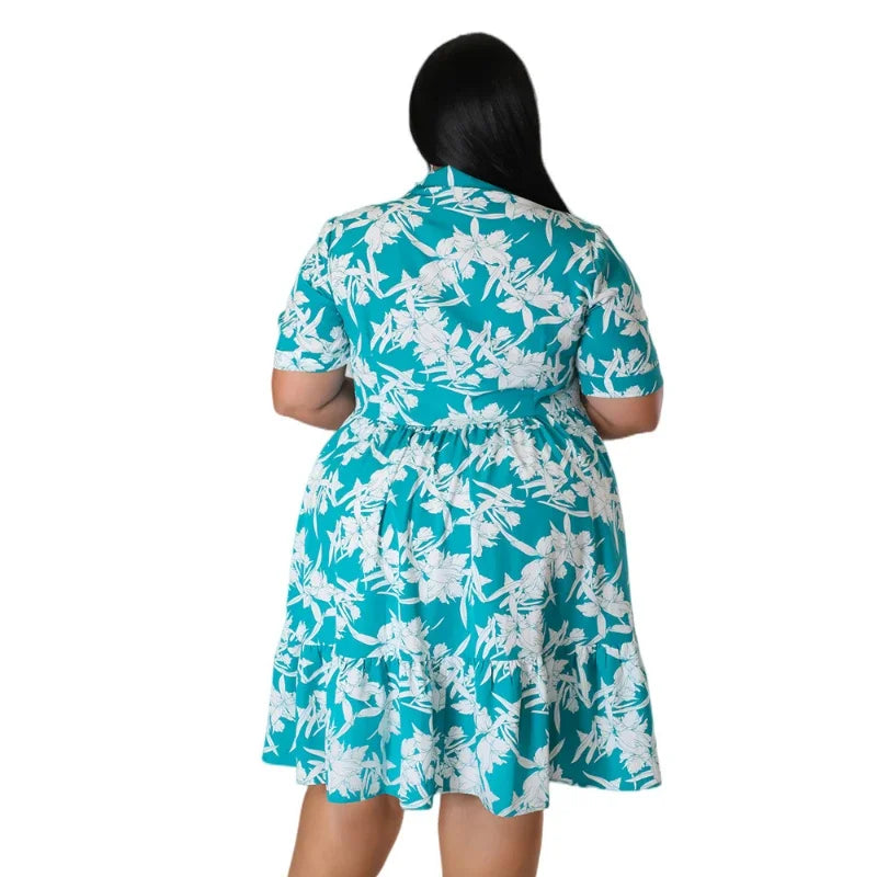 Plus Size Floral Midi Dress - A-Line Everyday Elegance