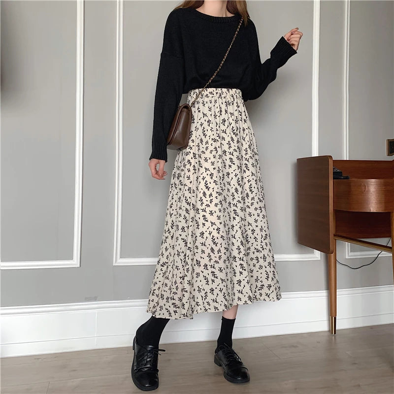 Premium Midi Skirt - High Waist Elegant Style