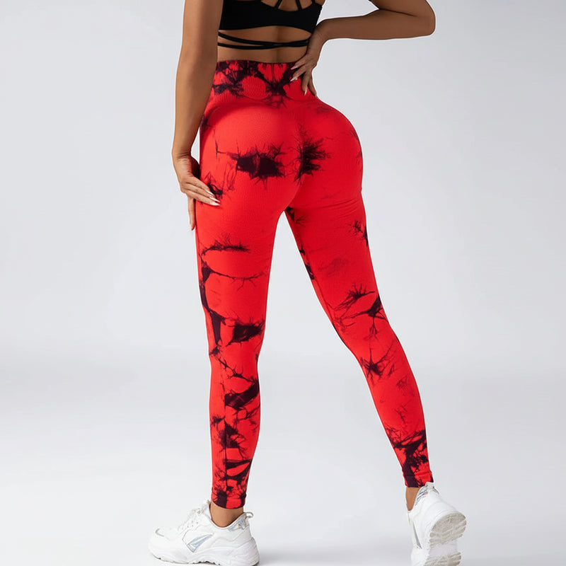 Tie-Dye Yoga Leggings - High-Waist Seamless Sculpt Fit