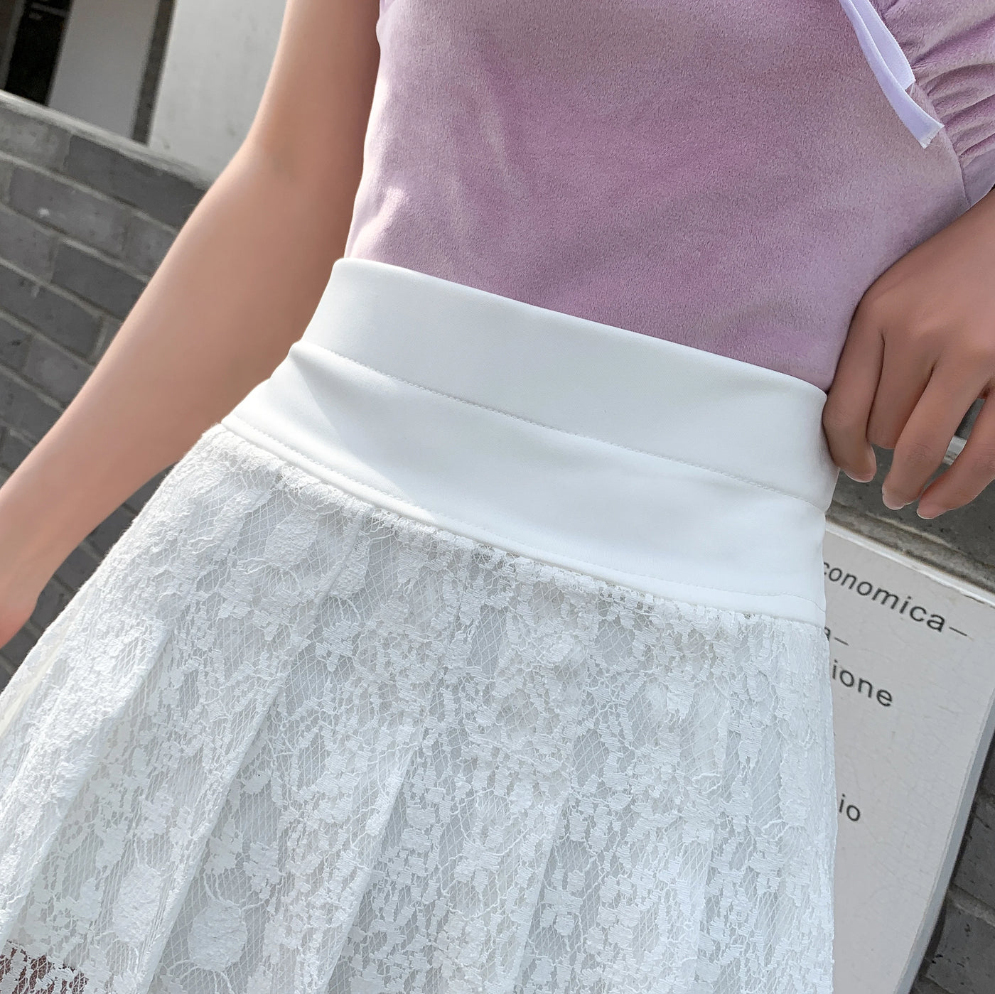 Premium Lace Pleated Mini Skirt - High Waist Sweet Style