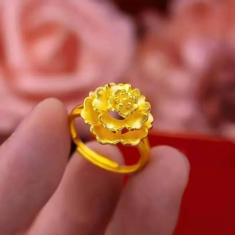 Premium Blooming Flower Ring - 24K Gold AU999