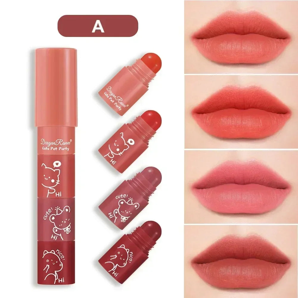 4-in-1 Matte Lipstick Crayon Kit - Waterproof Velvet Color