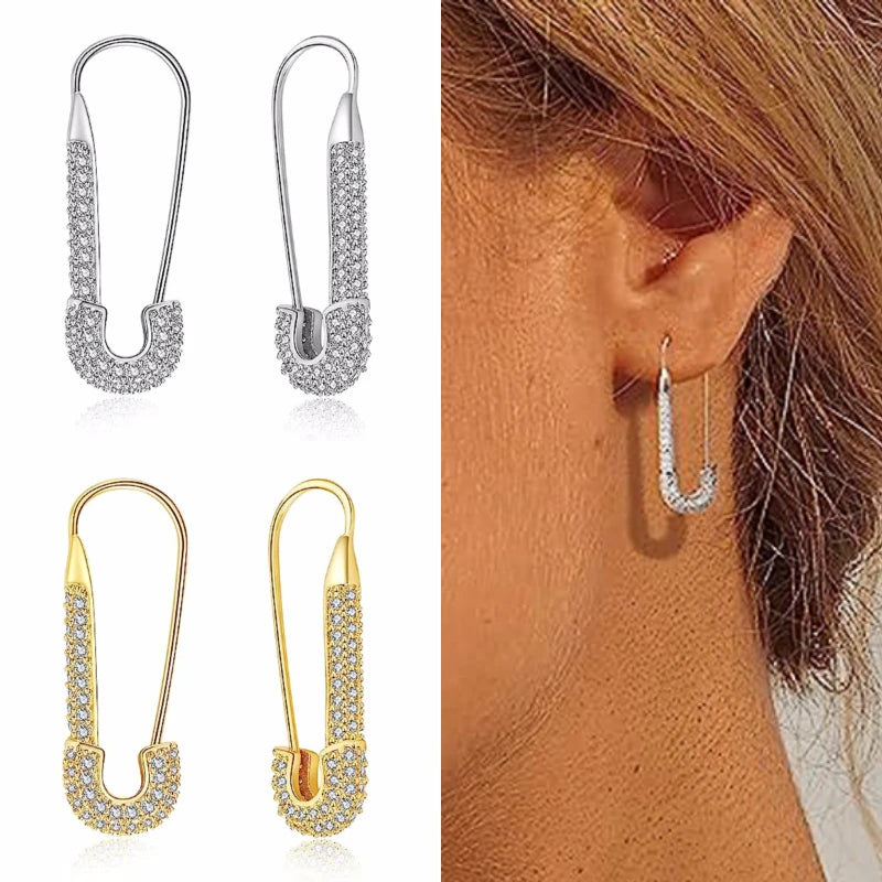 Gold Color Finish Paper Clip Earrings - Elegant Jewelry