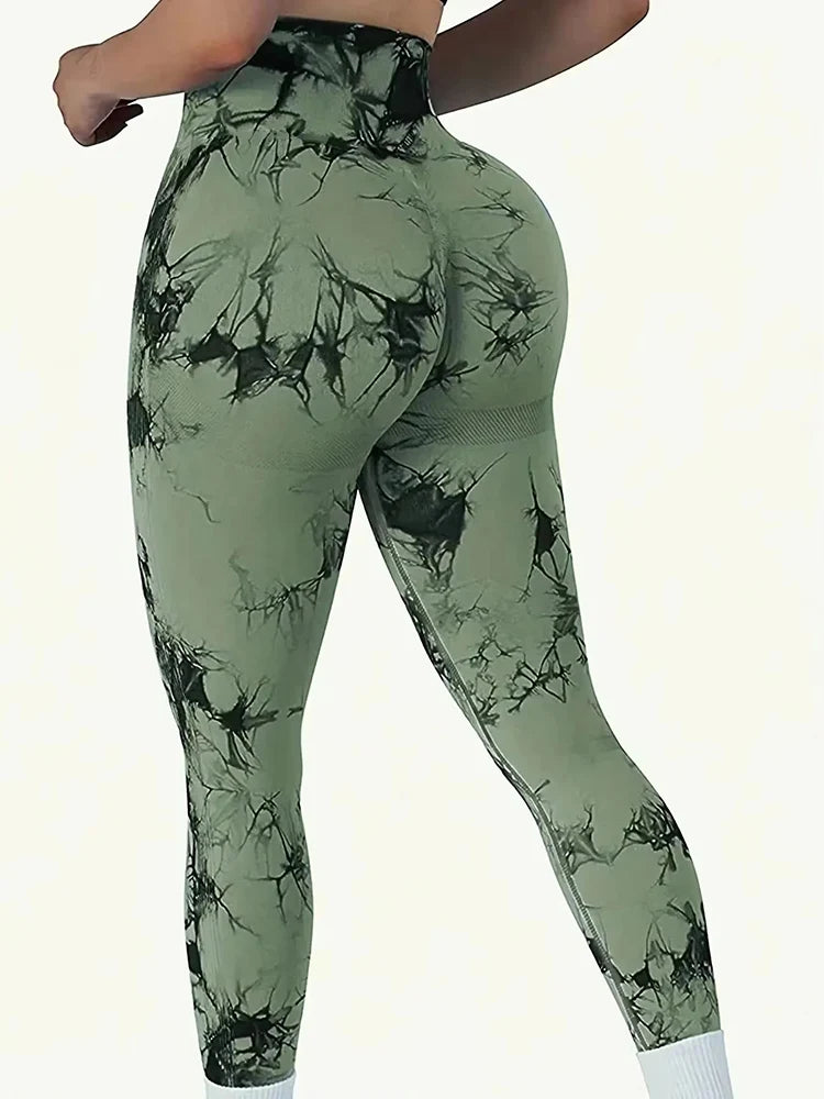 Tie-Dye Yoga Leggings - High-Waist Seamless Sculpt Fit