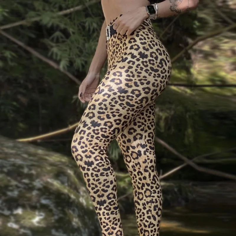 Leopard Print Sports Leggings - Push-Up Stretch Performance Fit