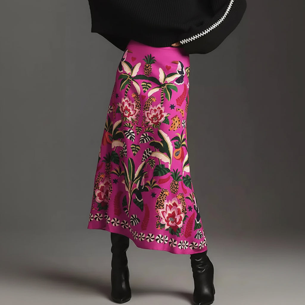 Premium Printed A-Line Skirt - Floral Everyday Style