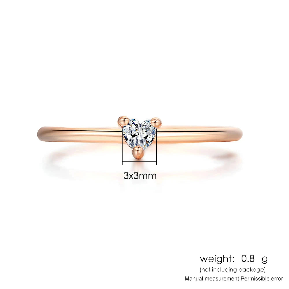Luxury Heart Zircon Ring - 14K Gold-Plated Minimalist Jewelry