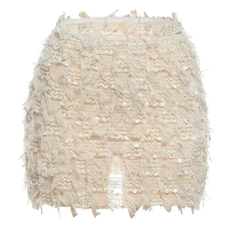 Knit Tassel Midi Skirt - Curve-Flattering Statement Style