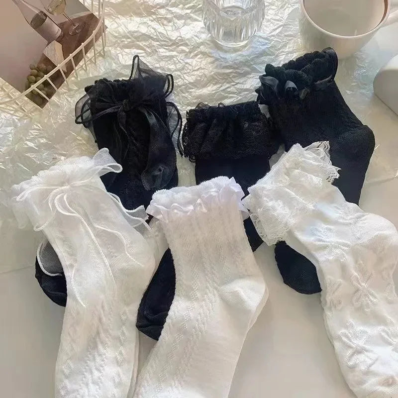 Lolita Lace Ruffle Socks - Sweet Japanese Style Pair