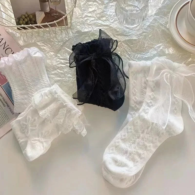 Lolita Lace Ruffle Socks - Sweet Japanese Style Pair