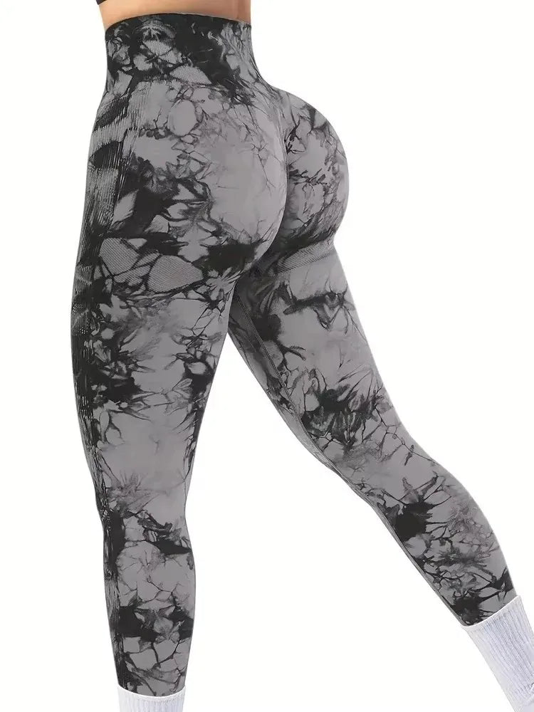 Tie-Dye Yoga Leggings - High-Waist Seamless Sculpt Fit
