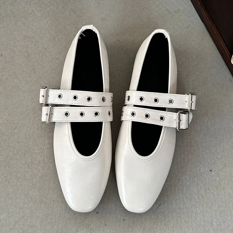 Premium Buckle Strap Ballet Flats - Round Toe Lolita Style