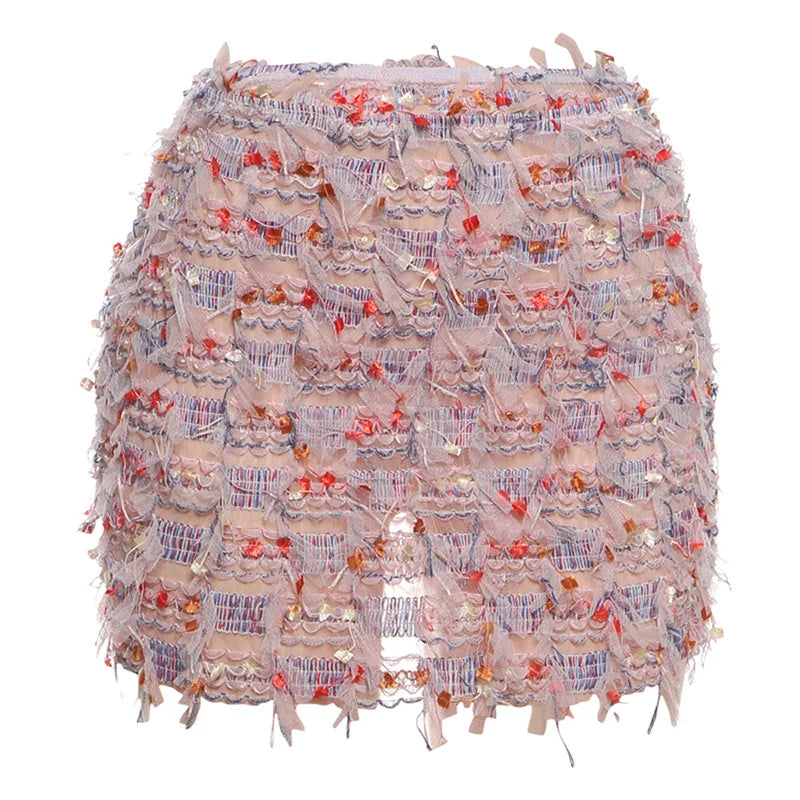 Knit Tassel Midi Skirt - Curve-Flattering Statement Style