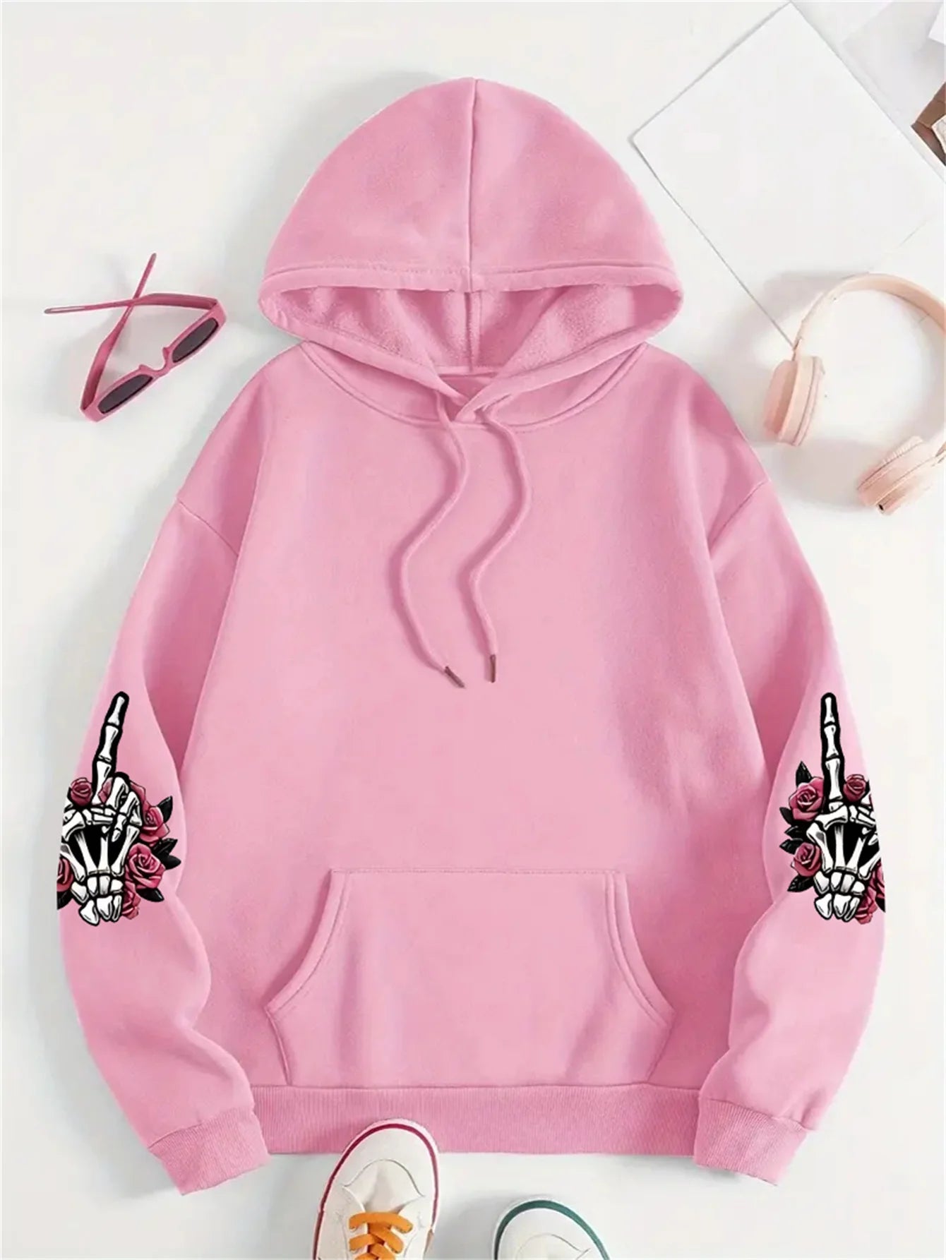 Oversized Graphic Fleece Hoodie - Cozy Harajuku Streetwear