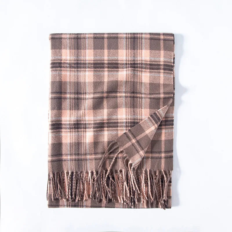 Luxury Plaid Cashmere-Feel Scarf - Oversized Shawl Wrap