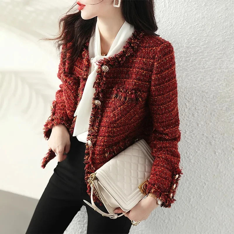 French-Inspired Tweed Jacket - Structured Autumn Coat