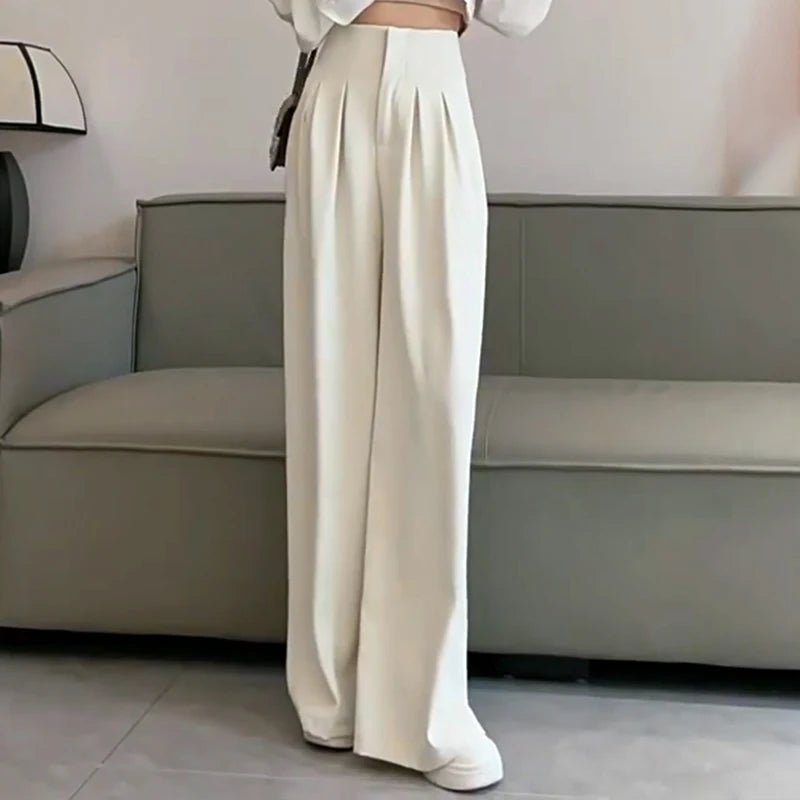 Elegant High-Waist Wide-Leg Pants - Office Ready Trousers