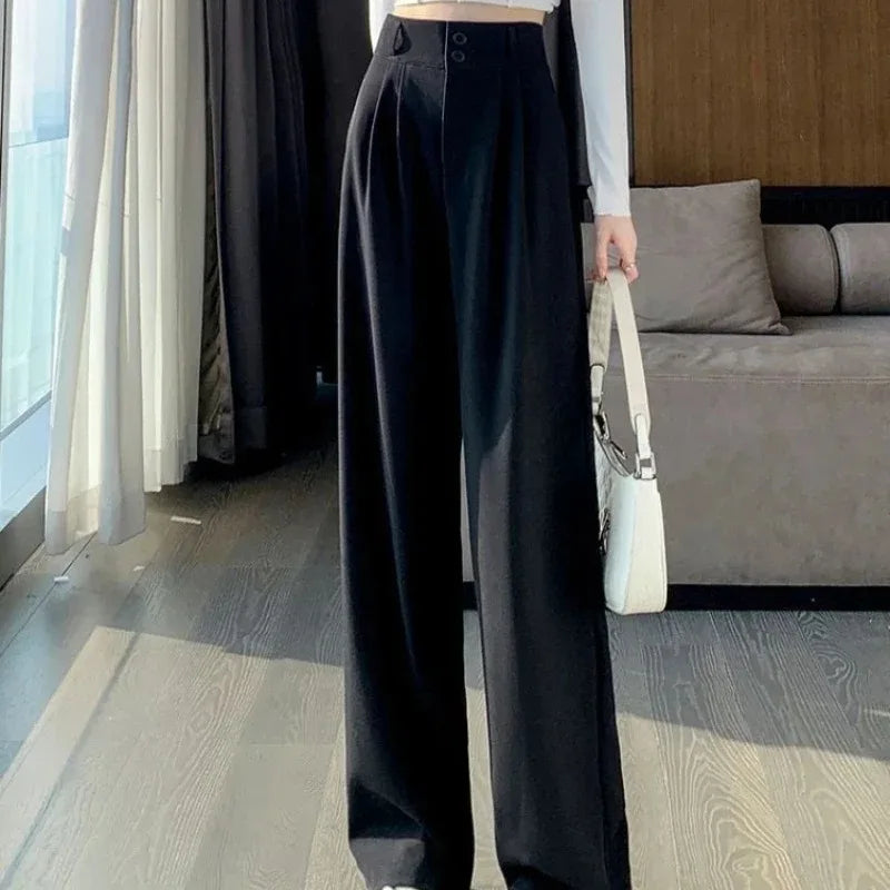 Elegant High-Waist Wide-Leg Pants - Office Ready Trousers