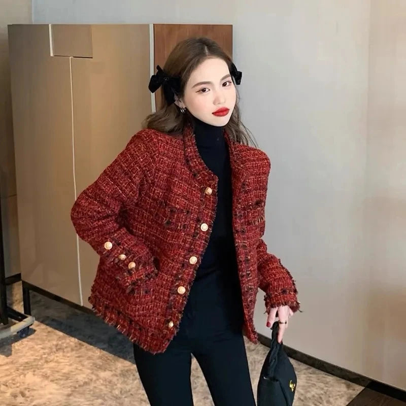 French-Inspired Tweed Jacket - Structured Autumn Coat