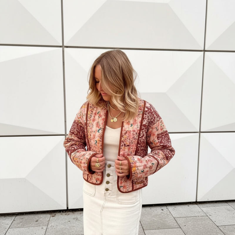 Vintage Patchwork Short Coat - Relaxed Autumn Layer