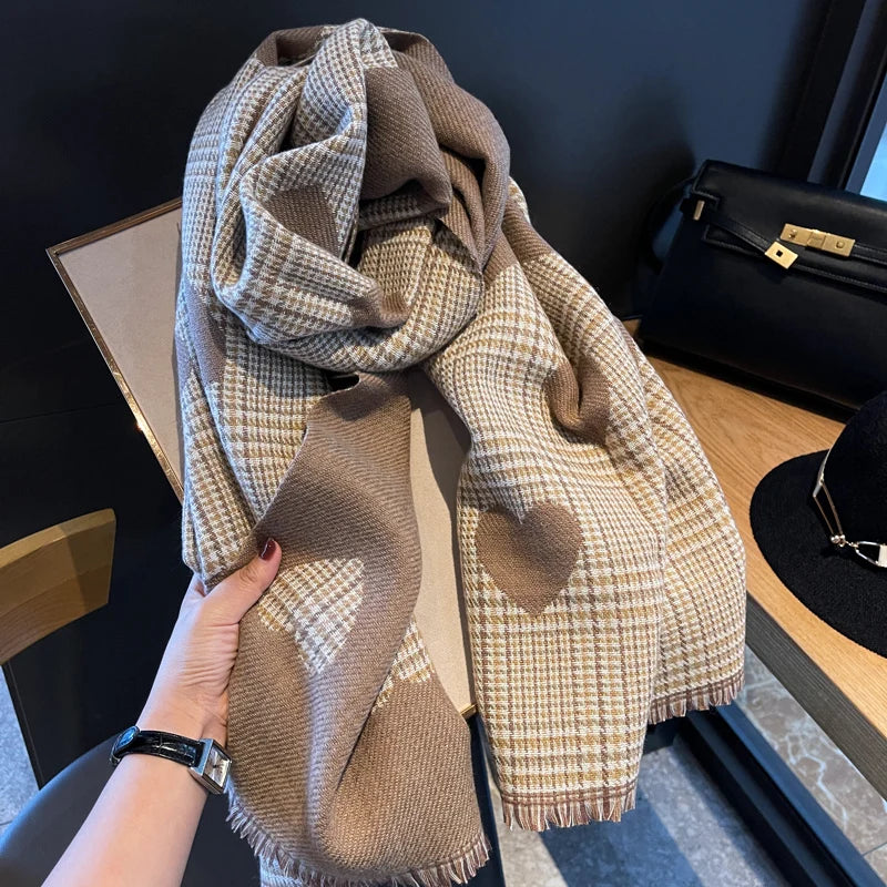 Luxury Plaid Cashmere-Feel Scarf - Oversized Shawl Wrap
