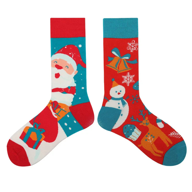Colorful Print Cotton Socks - Unisex Mid-Tube Casual Pair