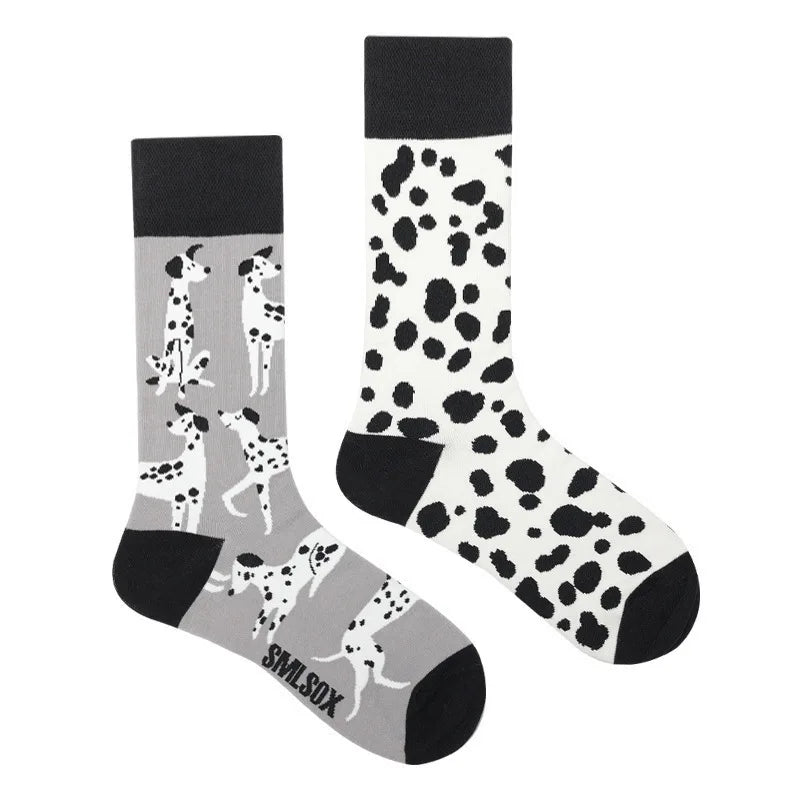 Colorful Print Cotton Socks - Unisex Mid-Tube Casual Pair