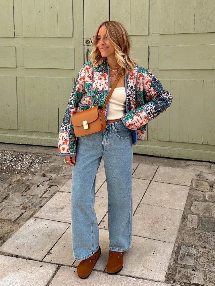 Vintage Patchwork Short Coat - Relaxed Autumn Layer