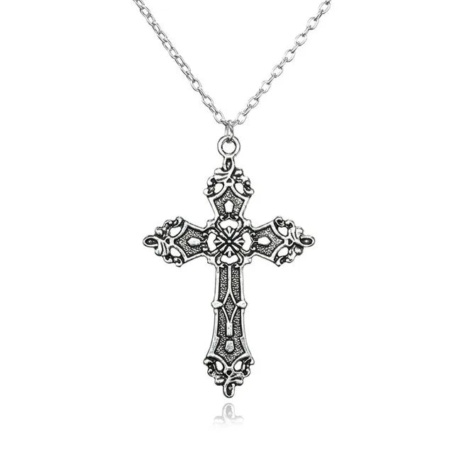 Y2K Crystal Cross Pendant Necklace - Gothic Choker Chain
