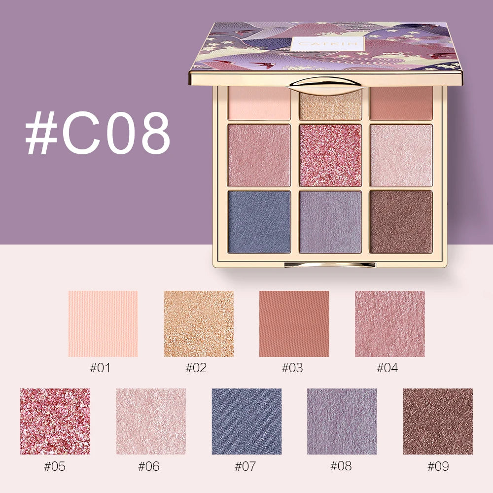 9-Color Eyeshadow Palette - Matte & Shimmer Pigment Collection