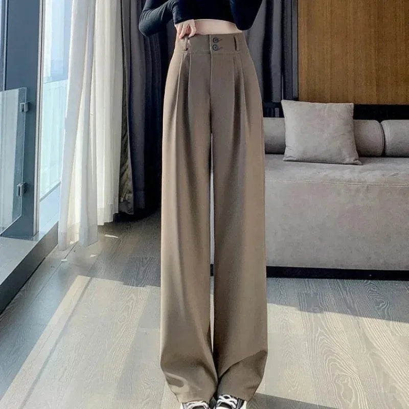 Elegant High-Waist Wide-Leg Pants - Office Ready Trousers