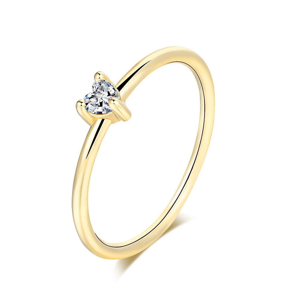 Luxury Heart Zircon Ring - 14K Gold-Plated Minimalist Jewelry