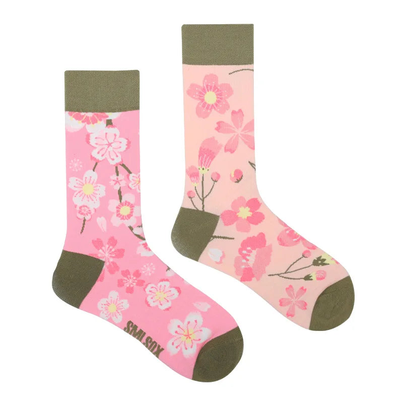 Colorful Print Cotton Socks - Unisex Mid-Tube Casual Pair