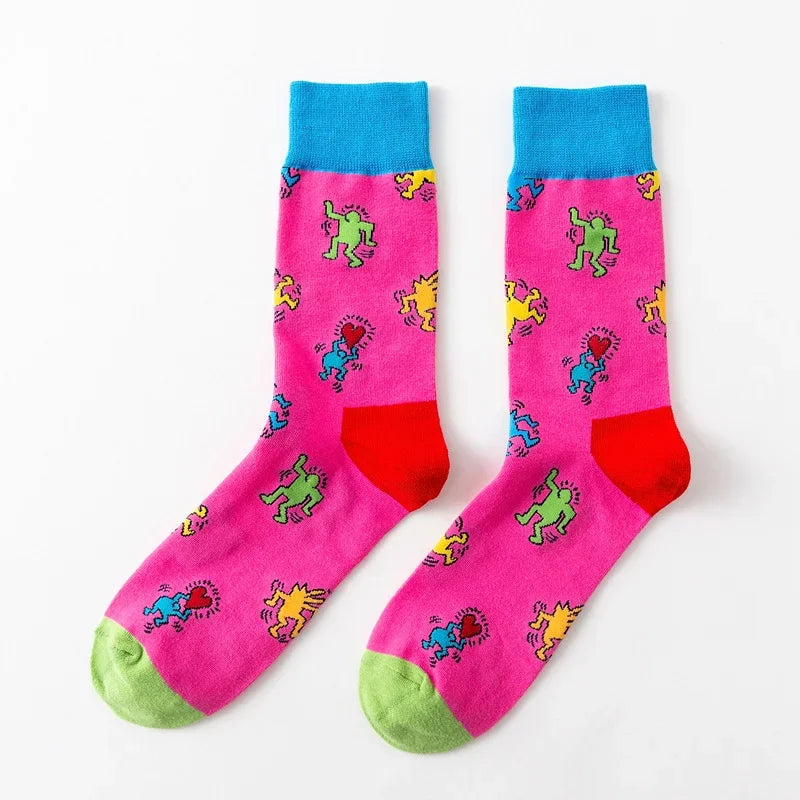Cartoon Flamingo Cotton Socks - Casual Harajuku Crew Pair