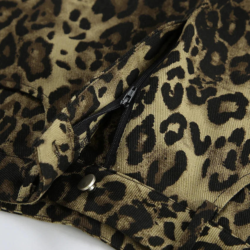 Premium Leopard Print Y2K Shorts - Pocket Detail Style