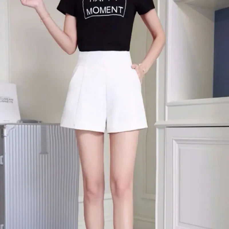 Premium High Waist Chiffon Shorts - Wide Leg Tailored Style